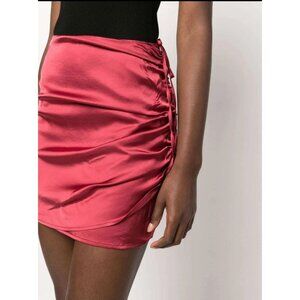 ba&sh Ruched Satin Mini Skirt in Cardinal Red Size 1 or US 4